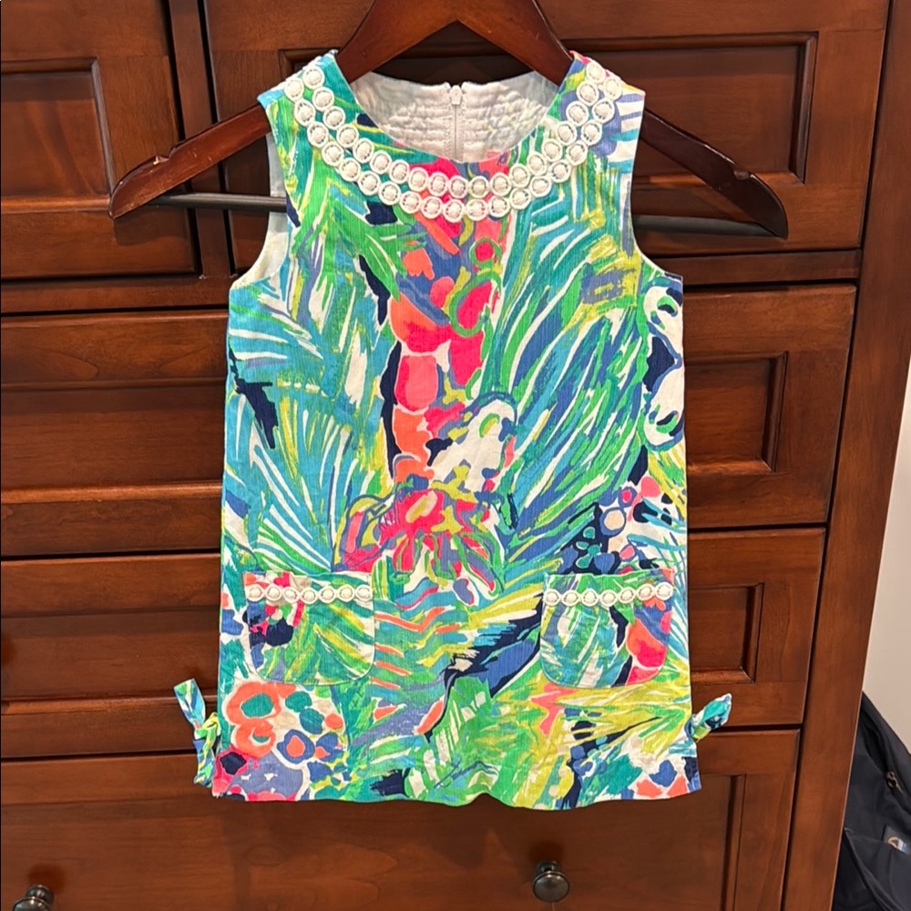 Colorful Sleeveless Dress with Pearl Accents